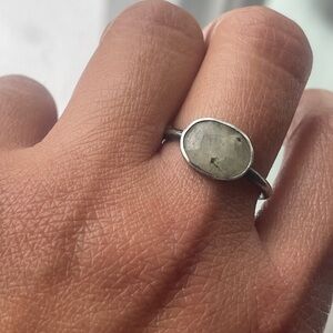 sapphire (white stone), oxidized sterling silver, handmade ring, size 7.5